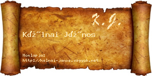 Kálnai János névjegykártya